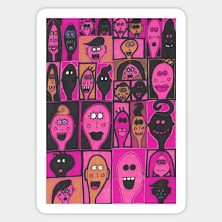 29 Faces in Pink and Black Sticker